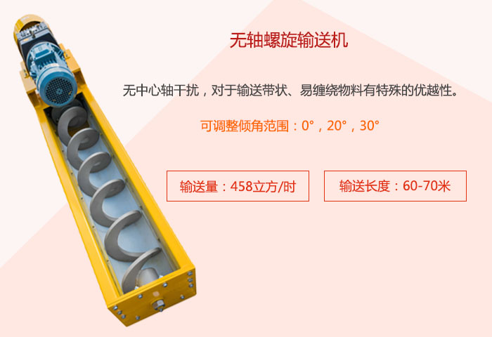 采用無軸設(shè)計，適合輸送粘性強(qiáng)、易堵塞的物料